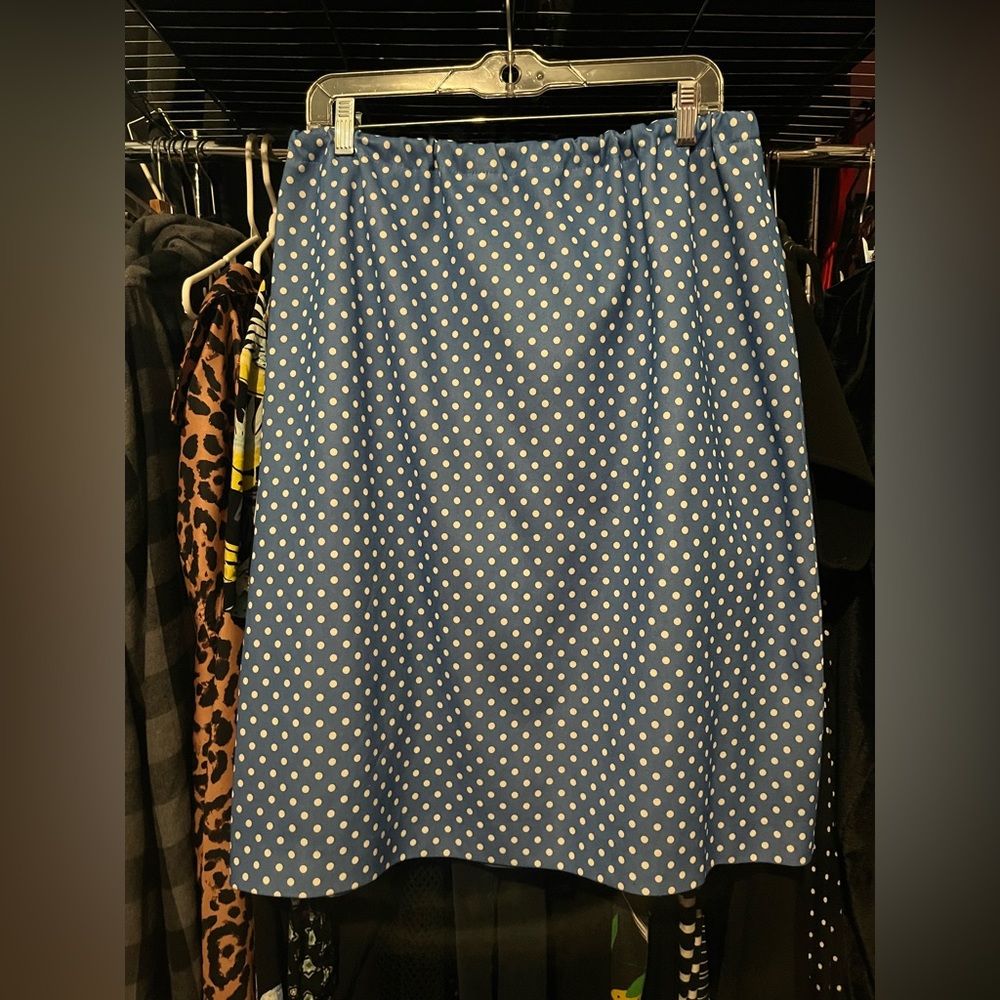 Handmade Blue and White Polka Dot Skirt | 2XL/3XL
